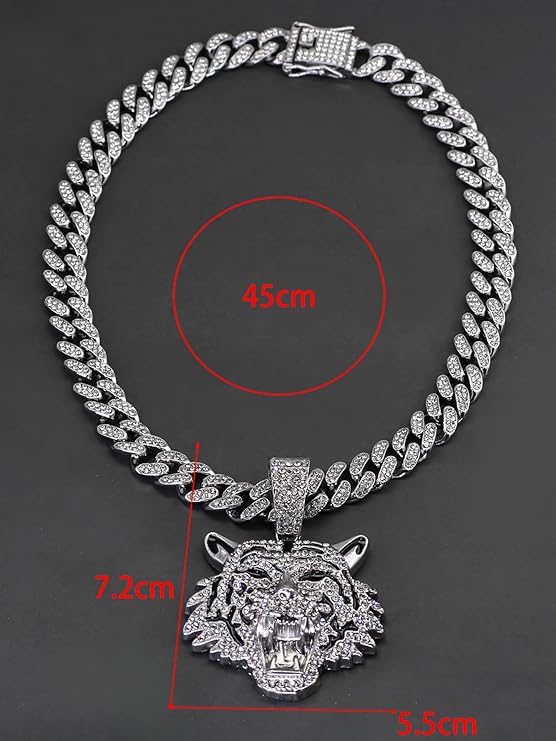 Bijoux de charme à la mode, Collier pendentif tigre 3D pour hommes et femmes