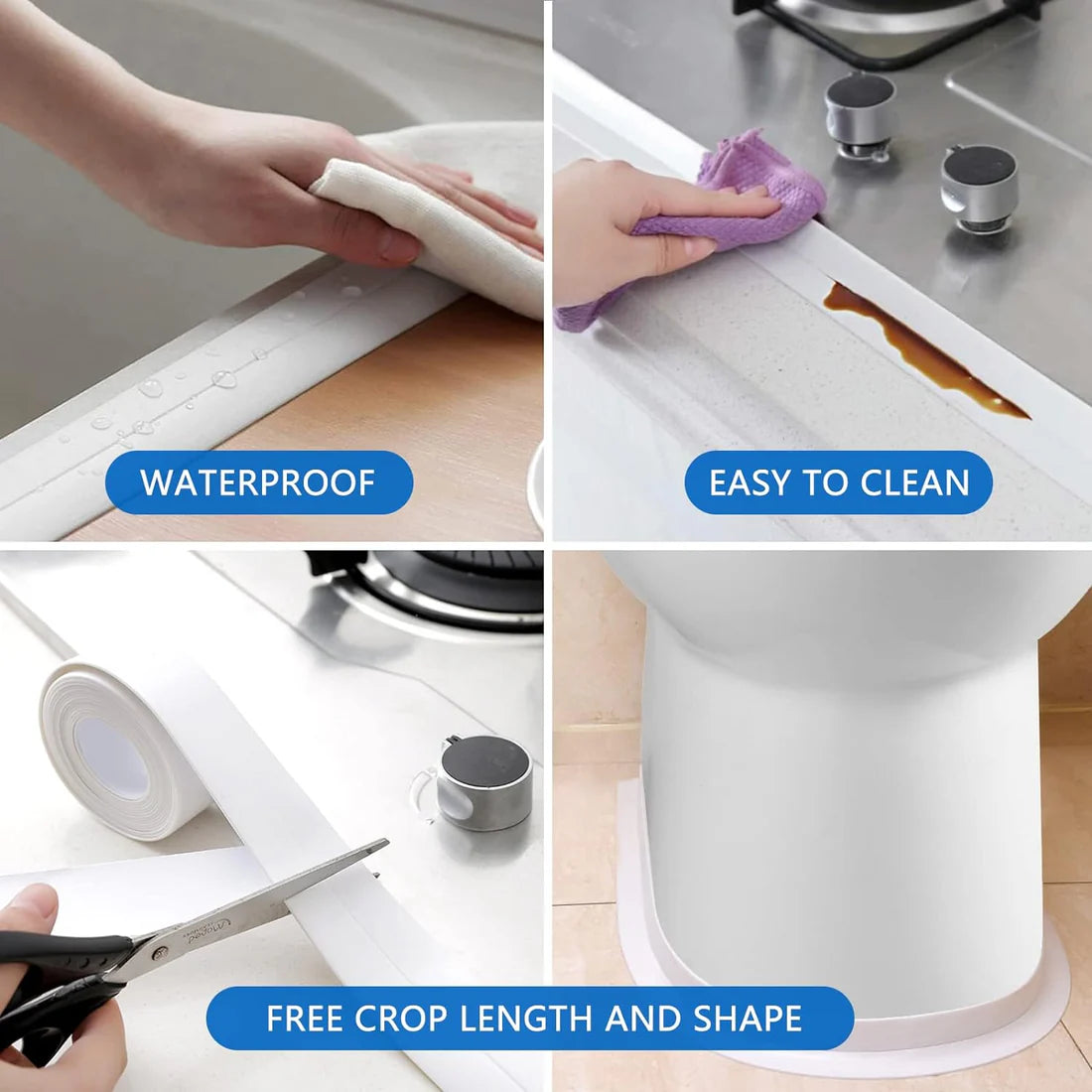 Bande d'étanchéité autocollante étanche et anti-moisissure pour toilettes