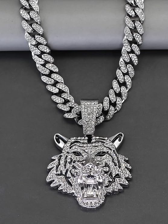 Bijoux de charme à la mode, Collier pendentif tigre 3D pour hommes et femmes