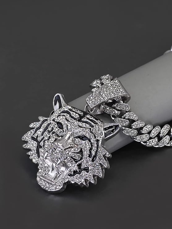 Bijoux de charme à la mode, Collier pendentif tigre 3D pour hommes et femmes