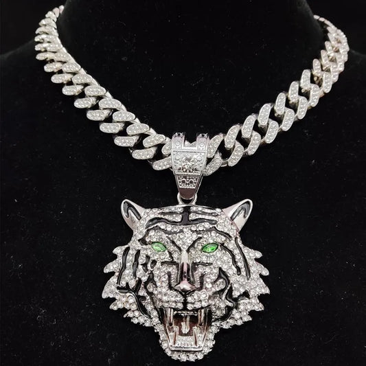Bijoux de charme à la mode, Collier pendentif tigre 3D pour hommes et femmes